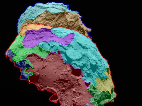 Distintos tipos de terreno del cometa (ESA/Max Planck).