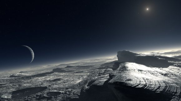 Recreación artística de la superficie de Plutón (ESO).
