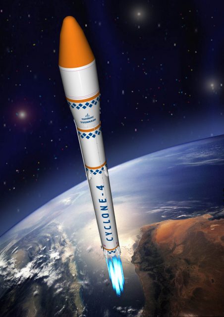 Cohete Tsiklon 4 ucraniano lanzado desde Brasil (KB Yuzhmash).