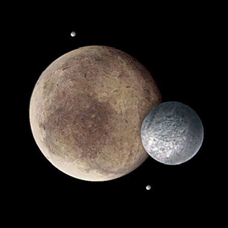 Plutón y Caronte a escala (NASA).