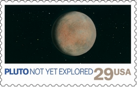 El sello de 1991 que muestra un Plutón inexplorado (NASA).