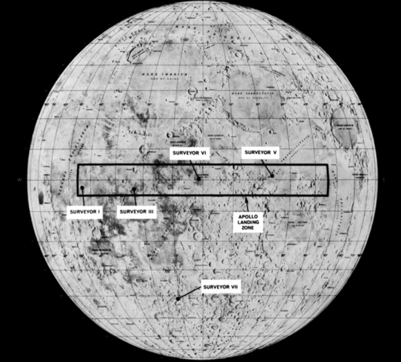 Rectángulo que delimitaba el lugar de las primeras misiones Apolo (NASA).