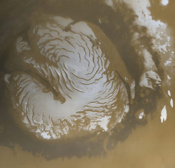 Casquete del polo norte marciano, compuesto principalmente por hielo de agua (NASA).