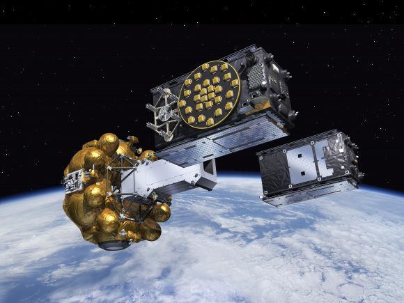 Recreación de la separación de los satélites de la etapa Fregat (ESA).