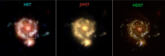 Diferencias en resolución del HST, JWST y HDST (AURA).