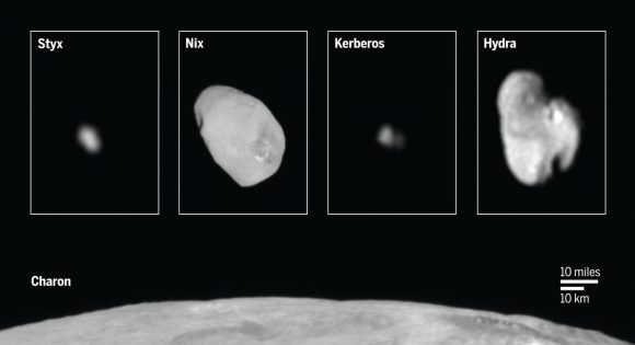 El sistema de lunas de Plutón (sciencemag.org/NASA).