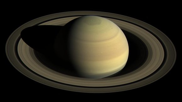 Saturno visto por Cassini el 25 de abril de 2016 a tres millones de km de distancia (NASA/JPL-Caltech/Space Science Institute).