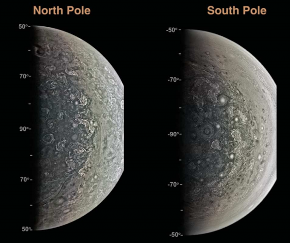 Diferencias entre el hemisferio norte y sur de Júpiter según JunoCam (Bolton et al.).