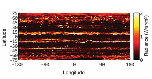 Zonas calientes de Júpiter vistas por JIRAM (NASA/J.E.P. Connerney et al).