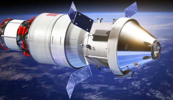 La nave Orión acoplada a la etapa ICPS antes de partir hacia la Luna (NASA).