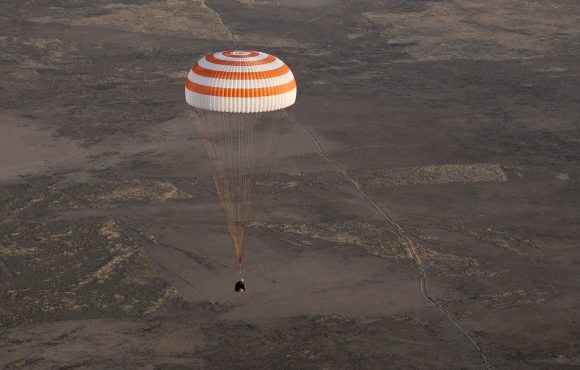 The Soyuz MS-04 returns to earth.