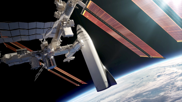 La BFS acoplada a la ISS (SpaceX).
