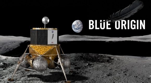 El módulo lunar reutilizable y criogénico Blue Moon de Blue Origin (Blue Origin).