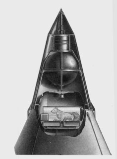 El Sputnik 2 con la cabina presurizada en la parte inferior.