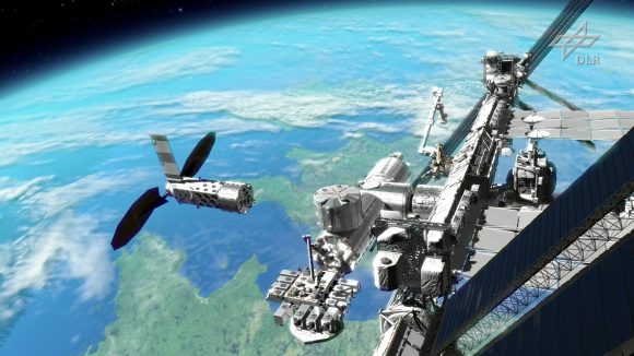 El primer elemento de Orbital Hub, el Free Flyer, acoplándose a la ISS (DLR).