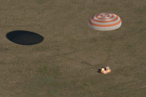 Aterrizaje de la Soyuz MS-07 (NASA).