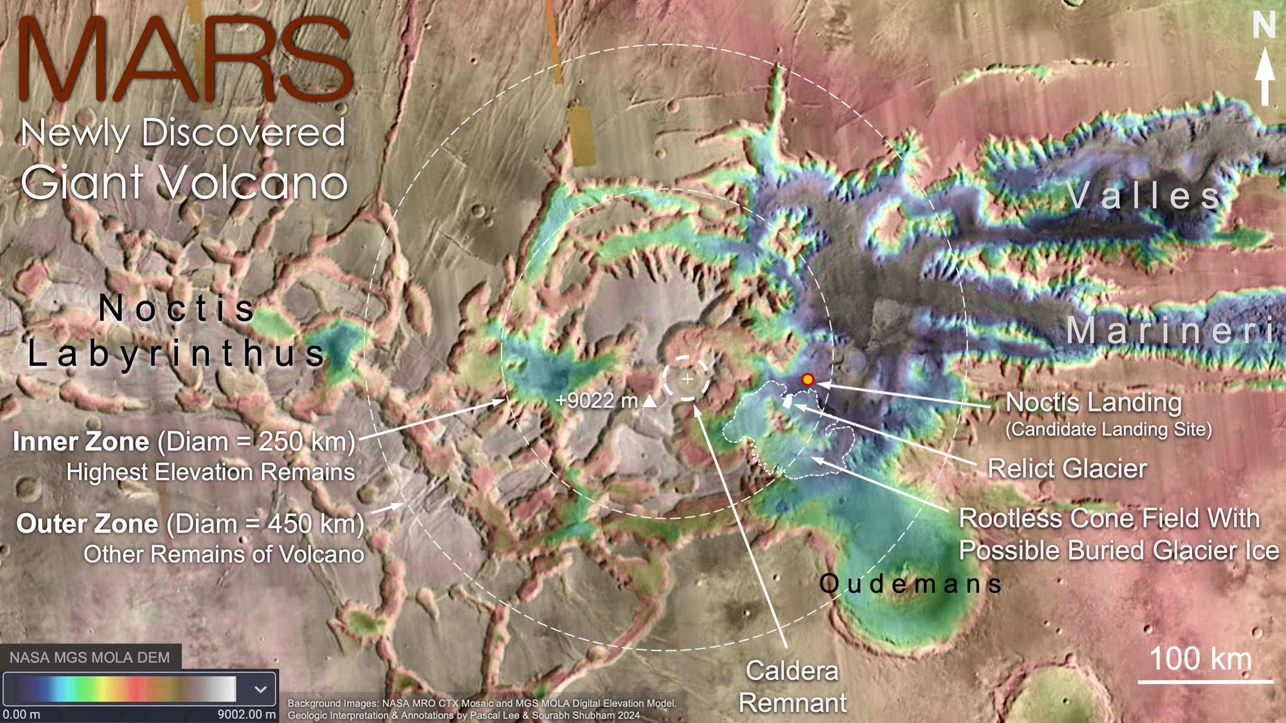 Noctis Mons: il grande vulcano su Marte nascosto in bella vista